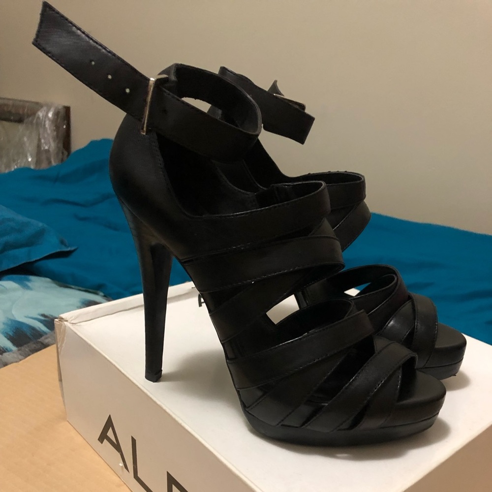Black strappy heels